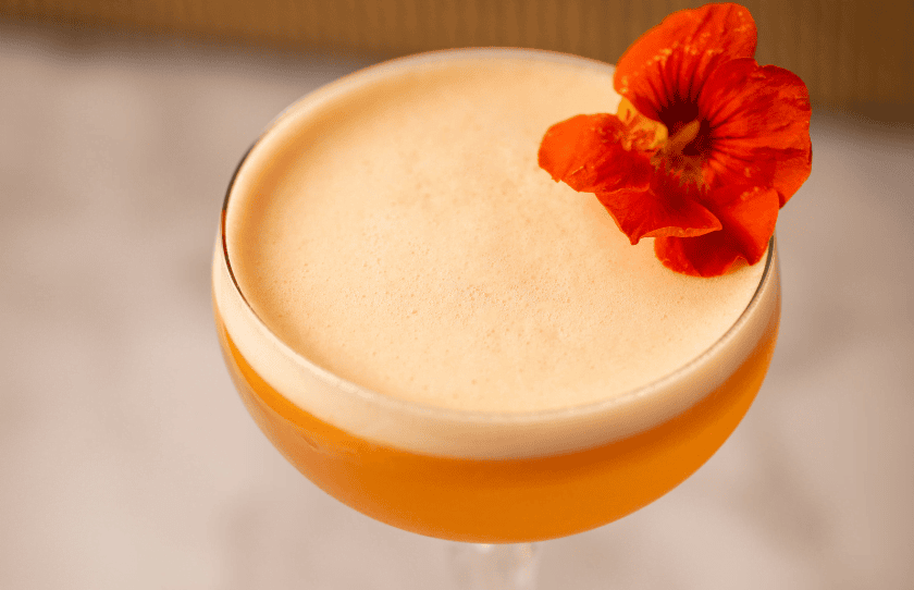 Mayahuel cocktail" - named after the revered goddess of Agave, the blend of Sesion Blanco Tequila, Mezcal, Aperol, passionfruit, lemon, agave and egg white “delivers an enticing and refreshing sour-style libation